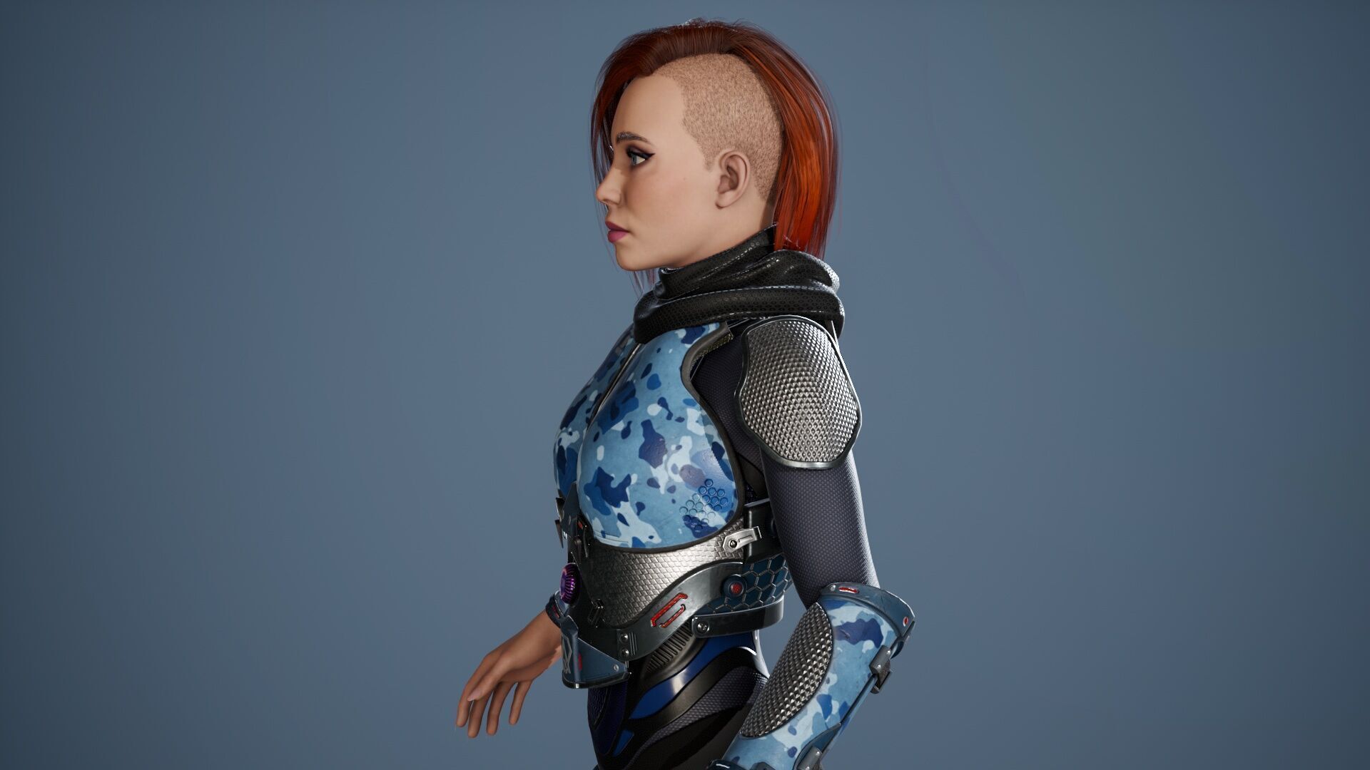 Sci-Fi Female Soldier Modular 01a Low-poly 3D model_32