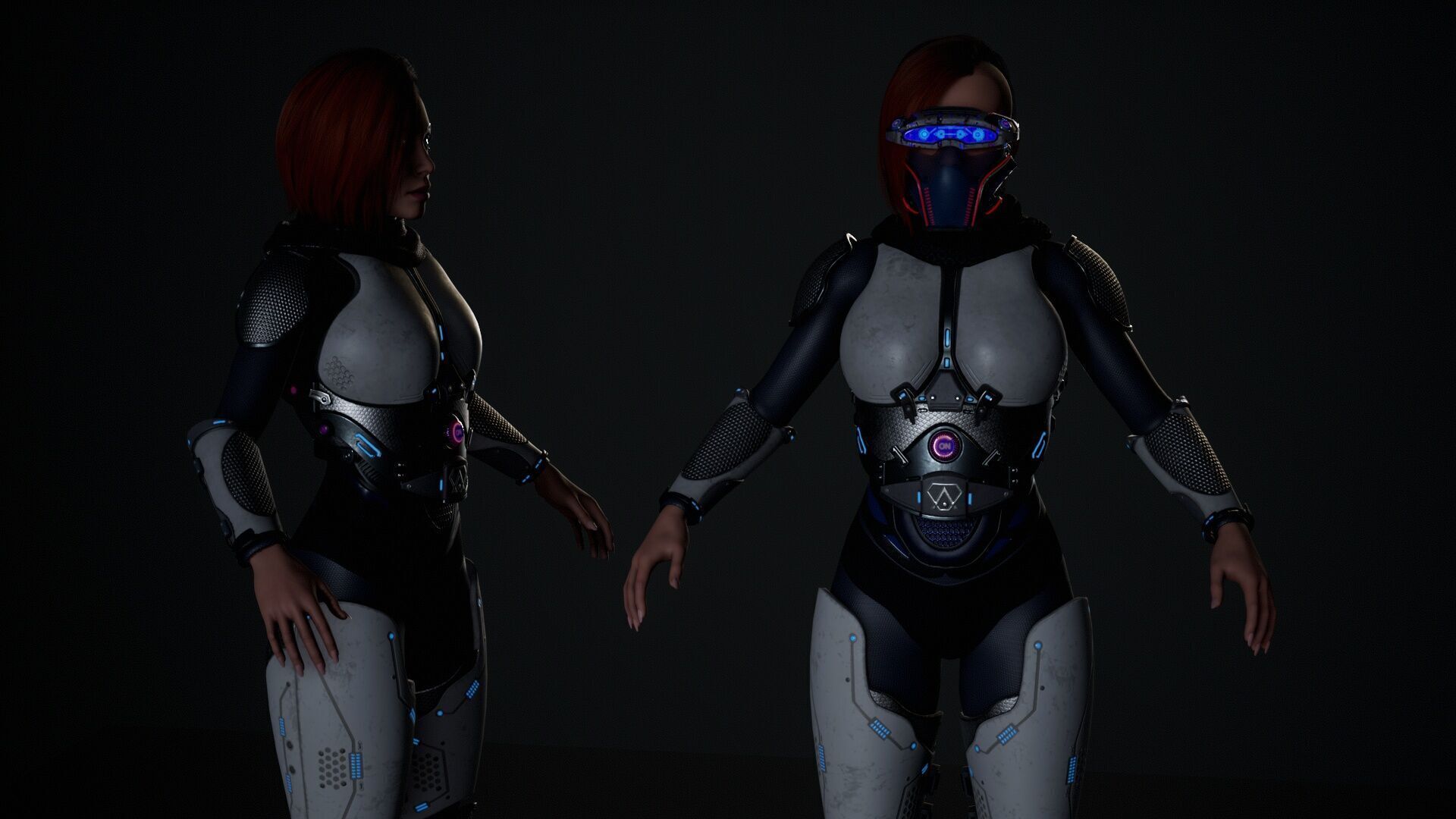 Sci-Fi Female Soldier Modular 01a Low-poly 3D model_28