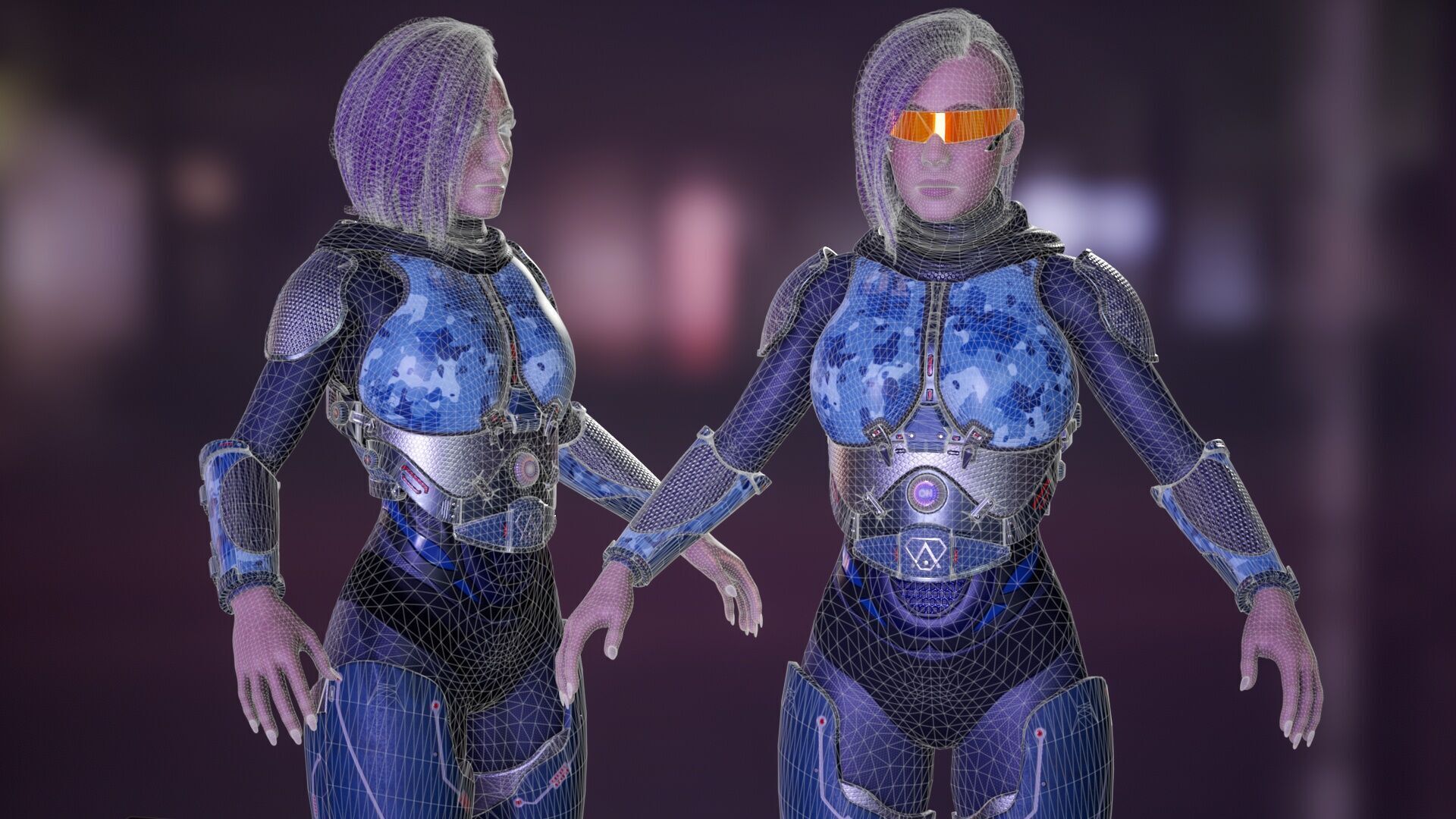 Sci-Fi Female Soldier Modular 01a Low-poly 3D model_40