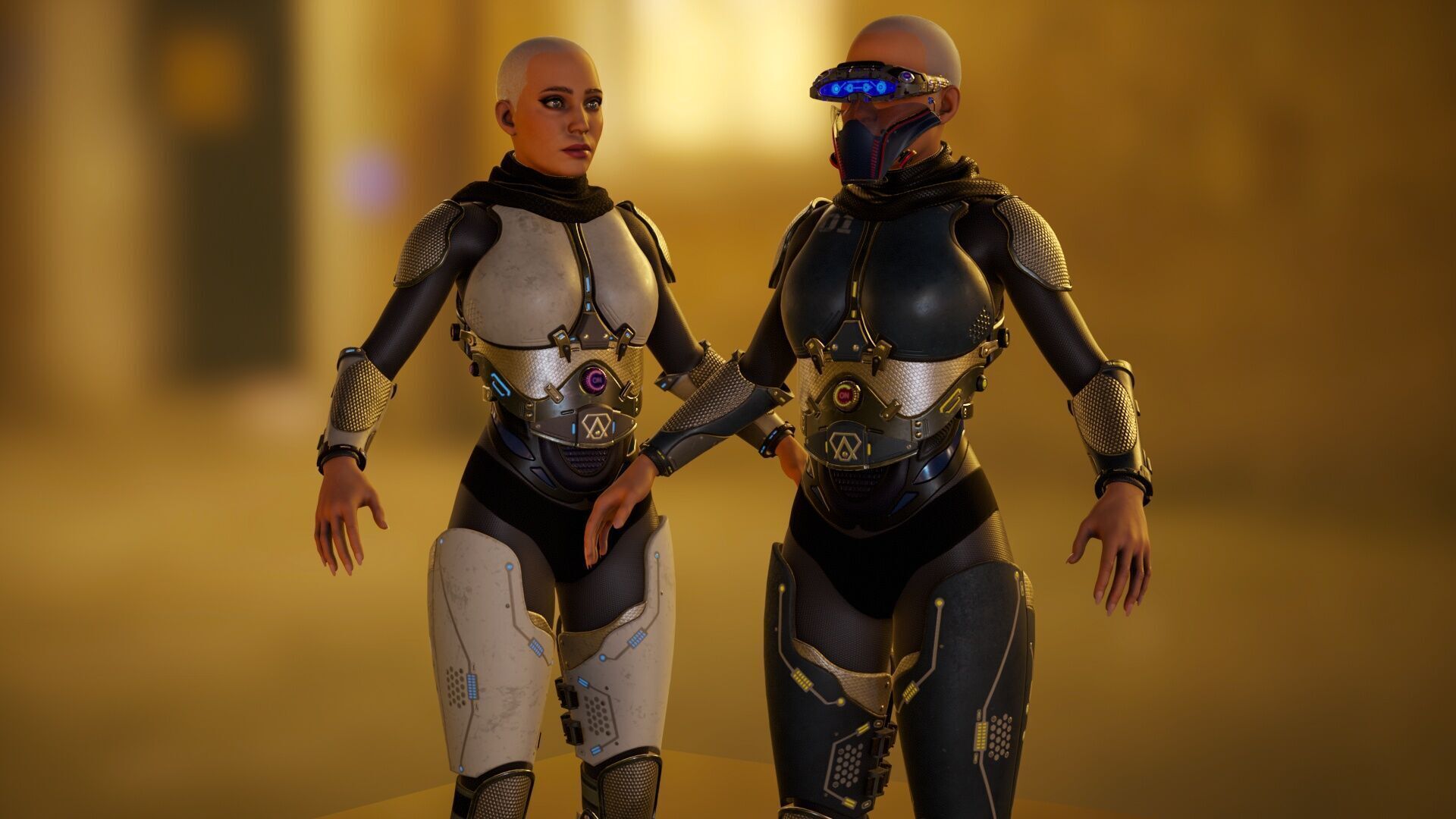 Sci-Fi Female Soldier Modular 01a Low-poly 3D model_8