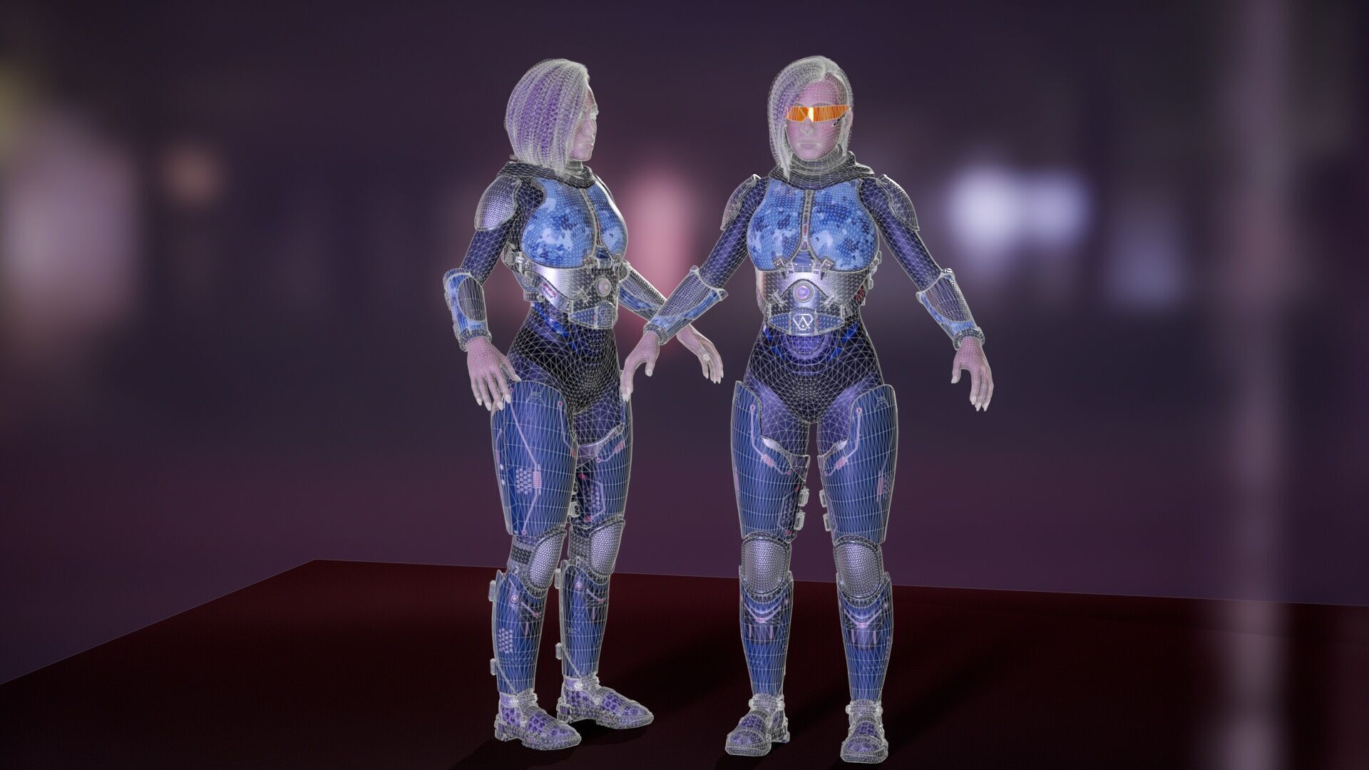 Sci-Fi Female Soldier Modular 01a Low-poly 3D model_41