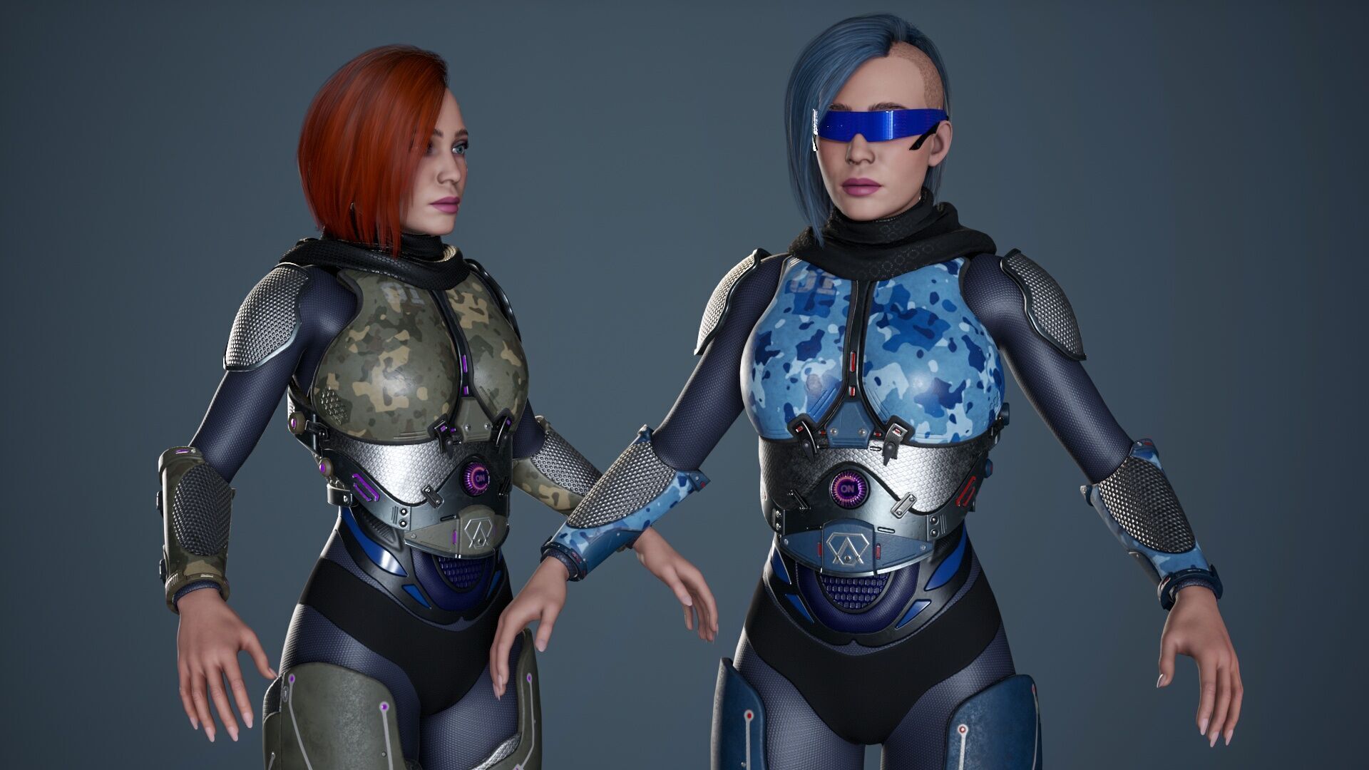 Sci-Fi Female Soldier Modular 01a Low-poly 3D model_25