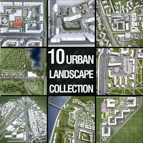 Urban Landscape Collection Low-poly 3D model