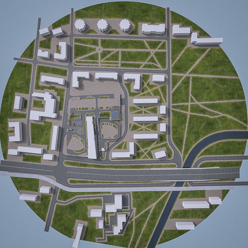 Urban Landscape Collection Low-poly 3D model 2