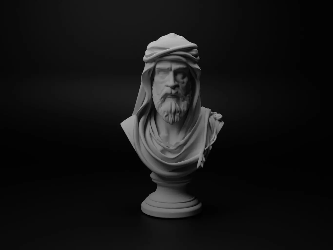 Arab Bedouin Warrior Bust Chess 3D print model