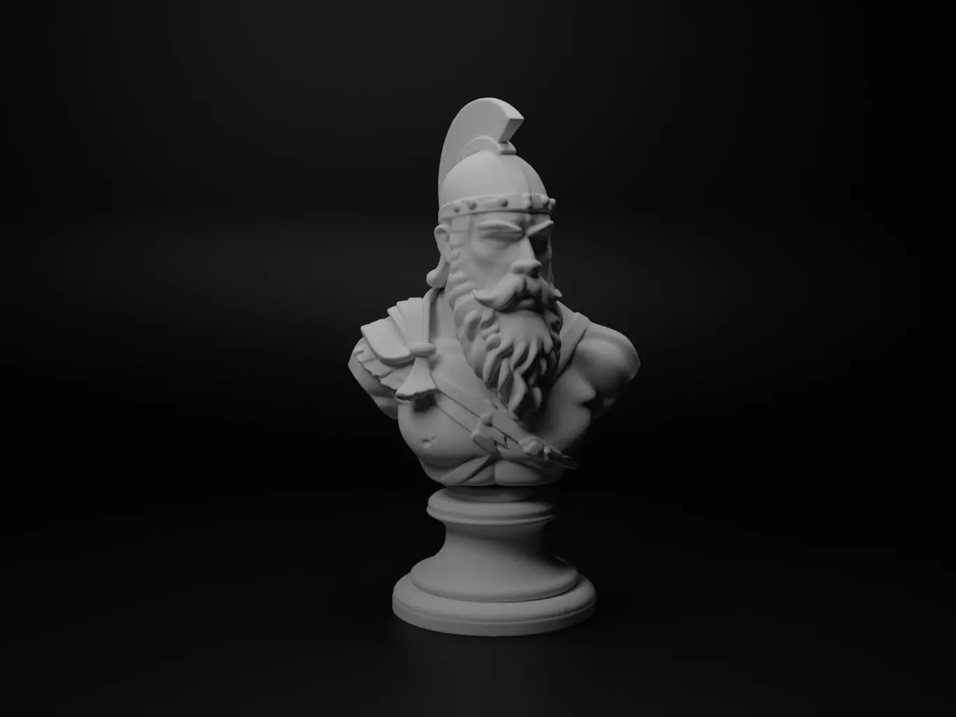 Barbarian Tribe Warrior Bust Chess 3D print model_0