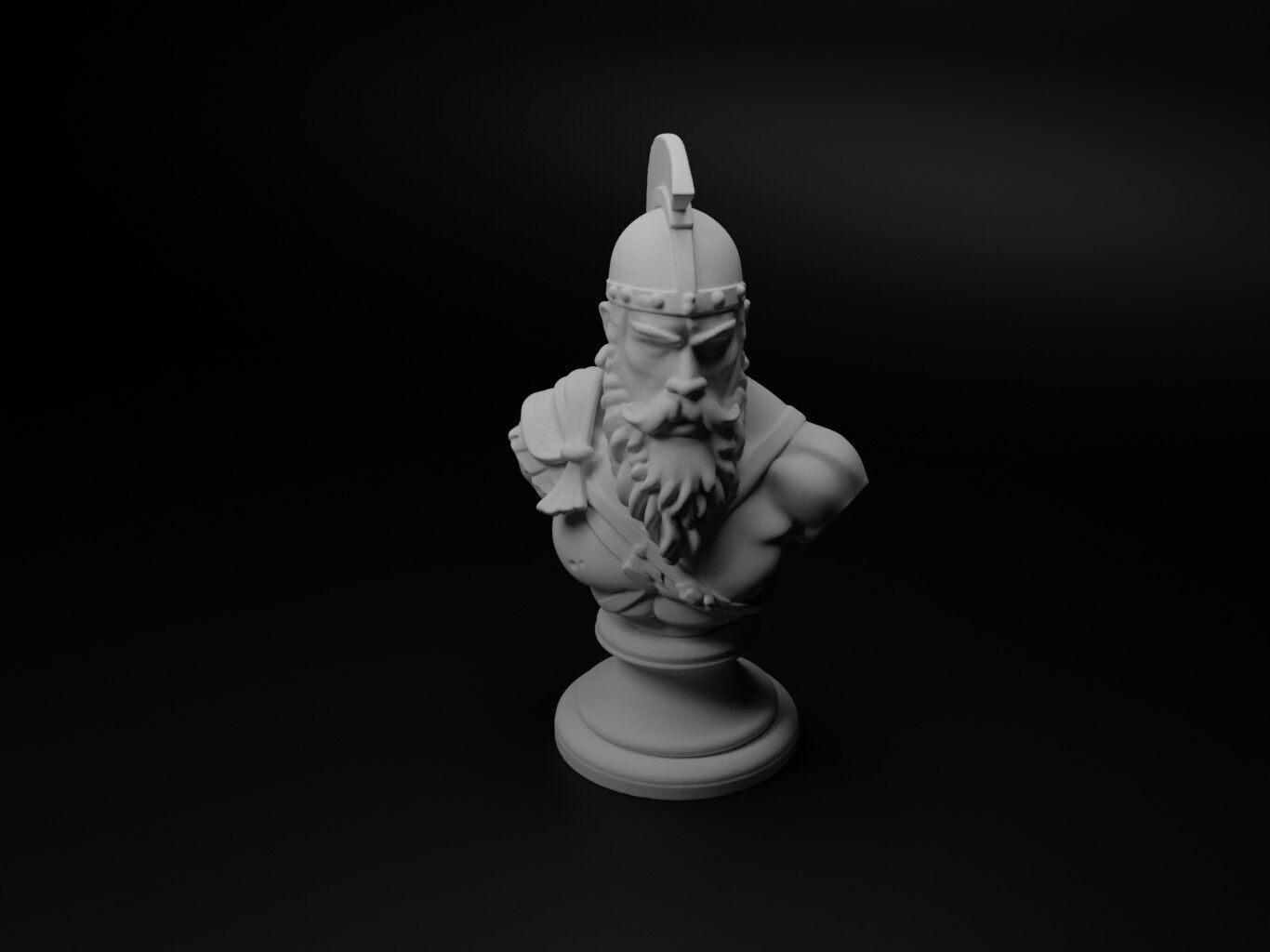 Barbarian Tribe Warrior Bust Chess 3D print model_1