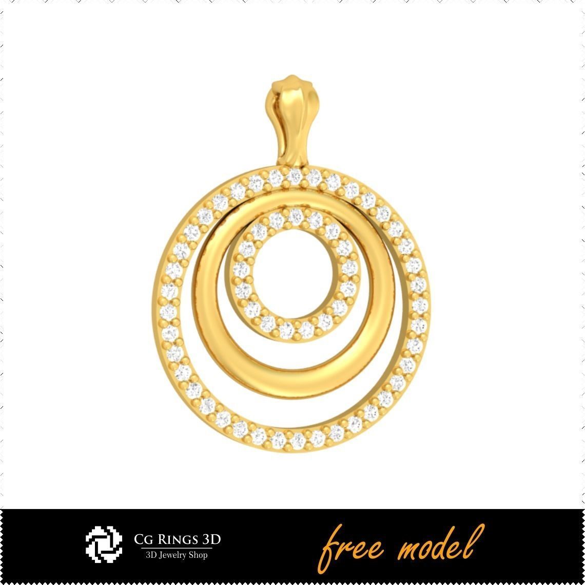3D CAD Pendant With Diamons - Free 3D Model-model 11 Free 3D print model