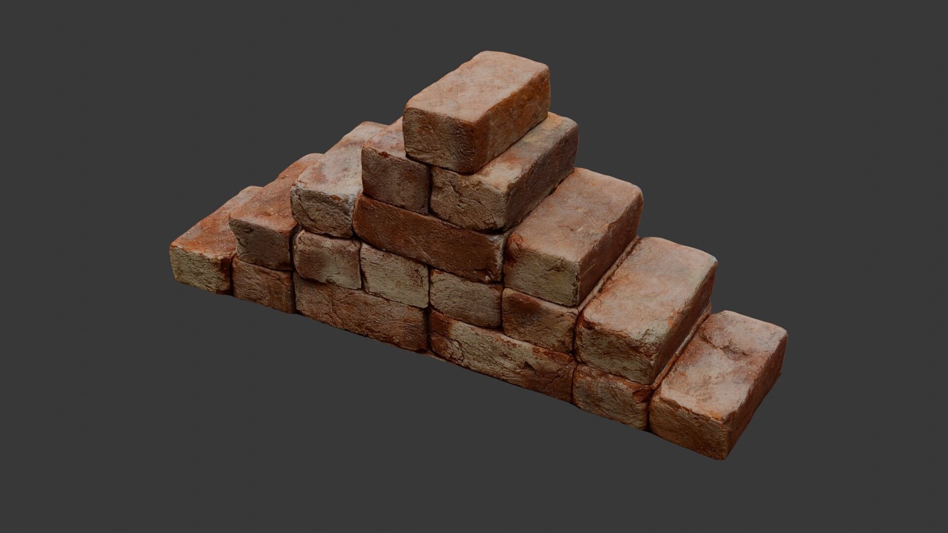 Aged Brick Staircase Low-poly 3D model_5