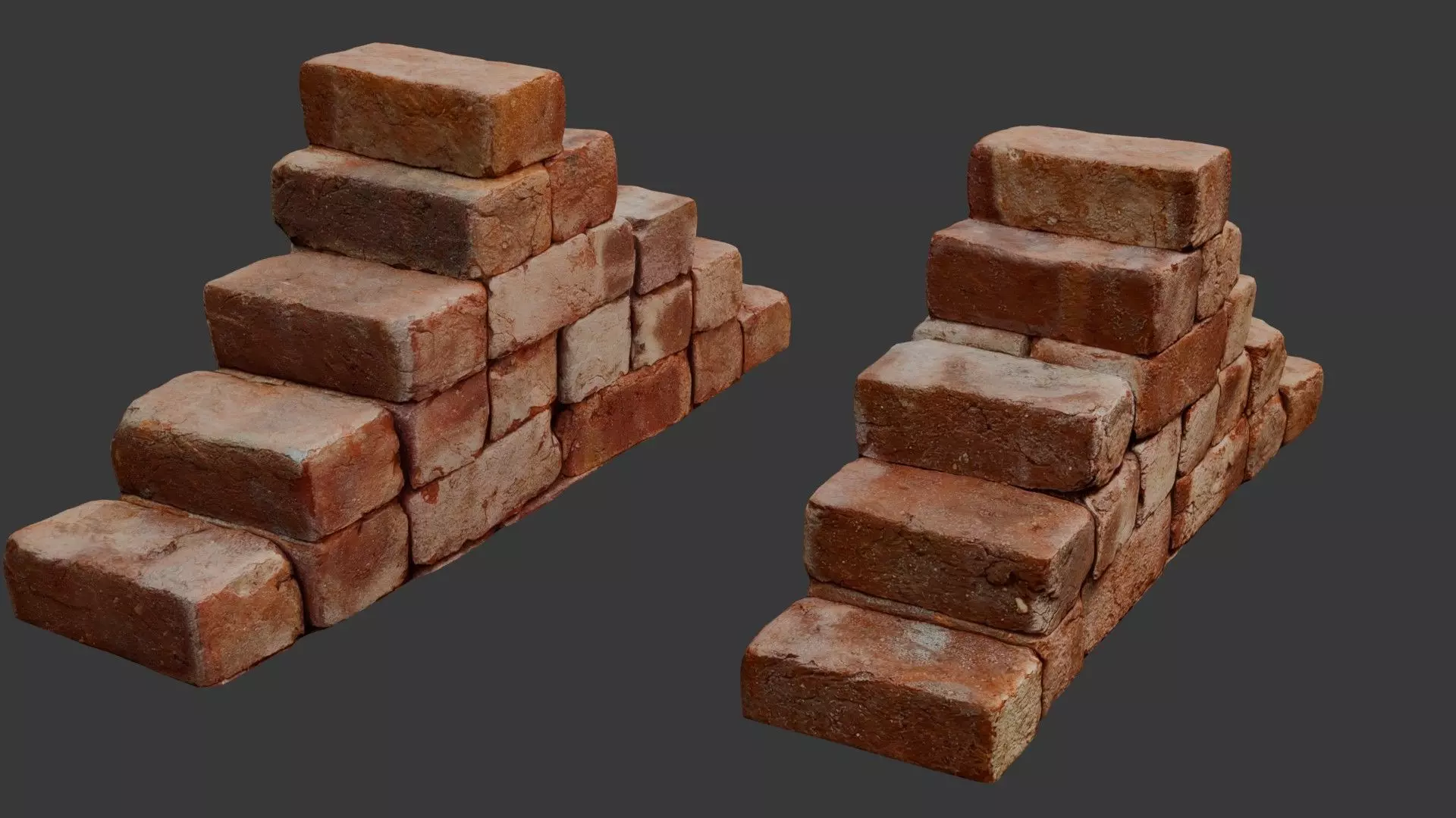 Aged Brick Staircase Low-poly 3D model_0
