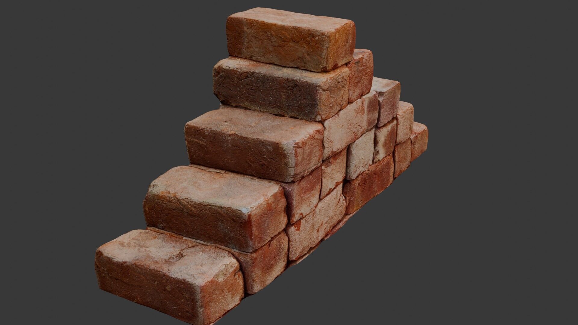 Aged Brick Staircase Low-poly 3D model_1