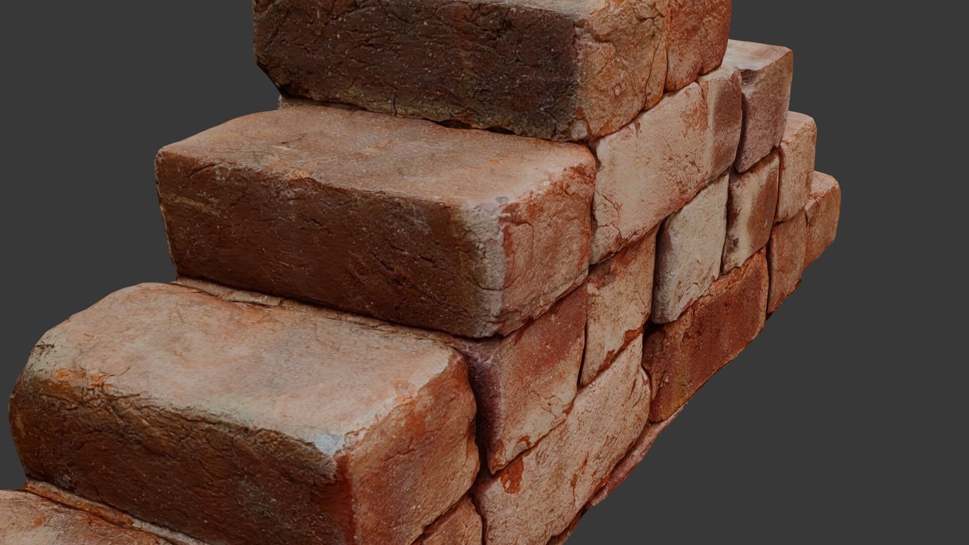 Aged Brick Staircase Low-poly 3D model_3