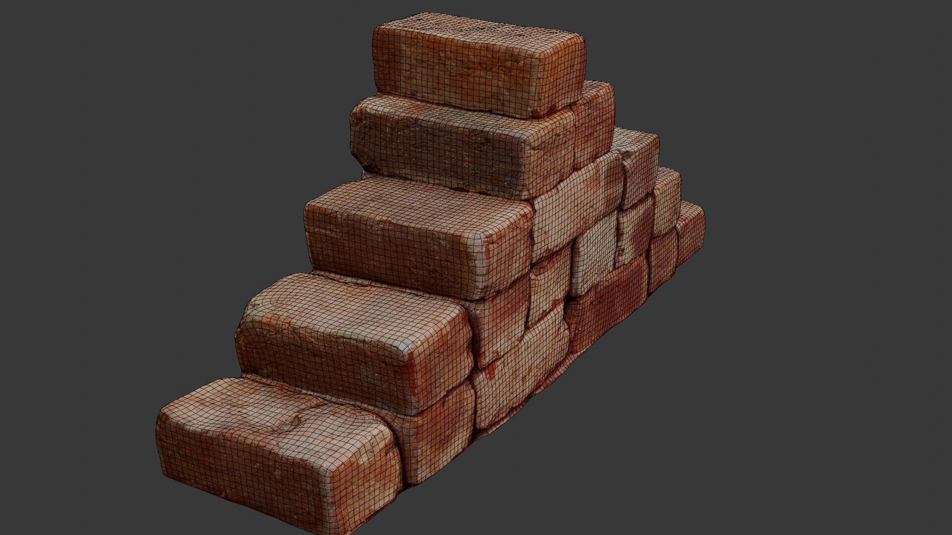 Aged Brick Staircase Low-poly 3D model_2
