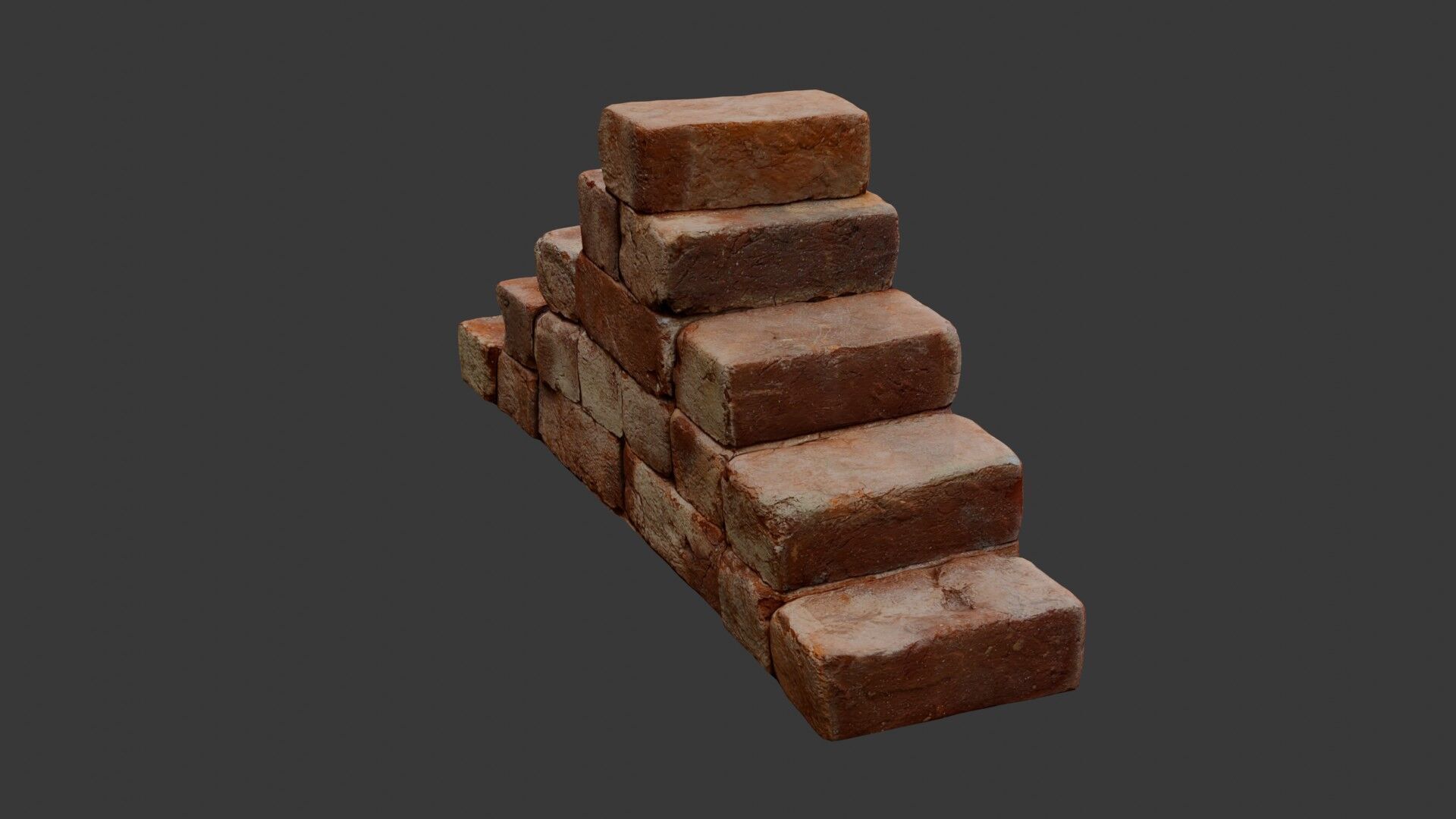 Aged Brick Staircase Low-poly 3D model_4