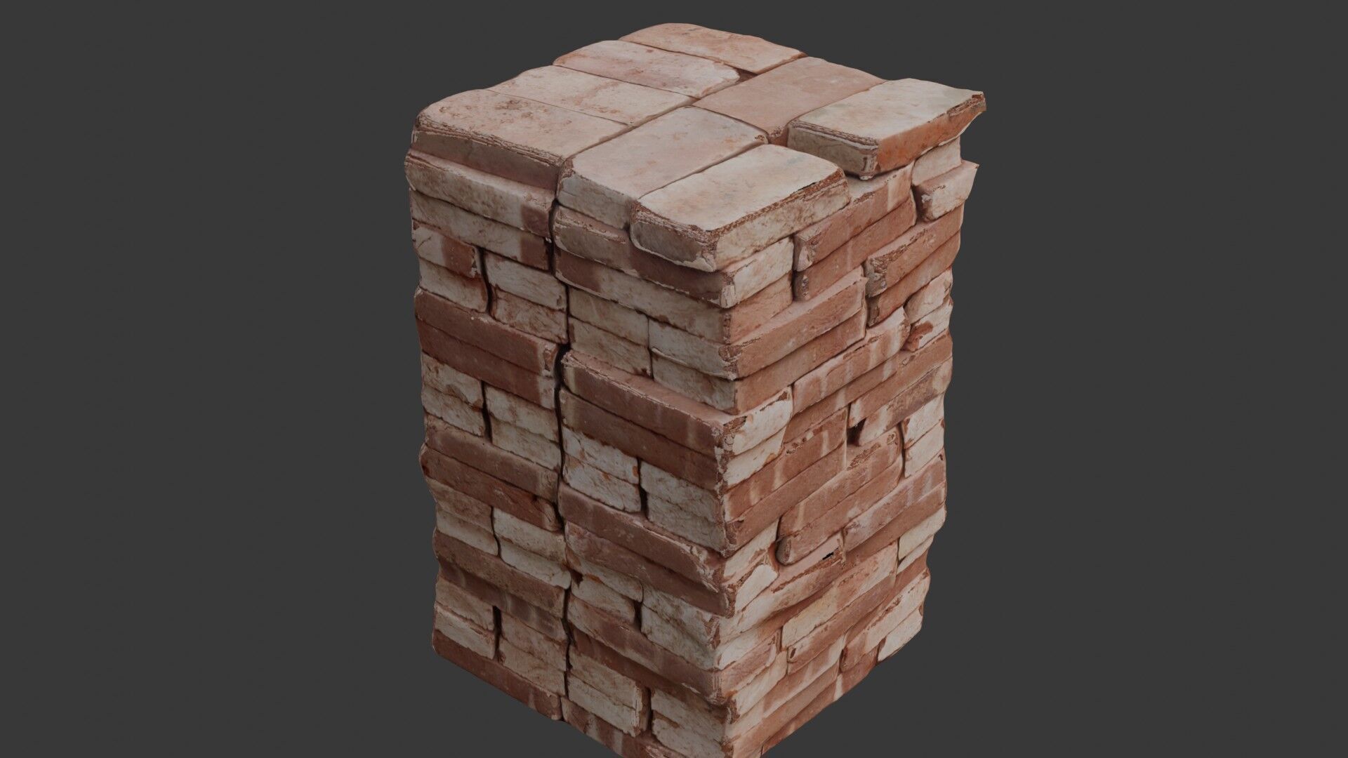 Stacked Weathered Bricks Low-poly 3D model_4