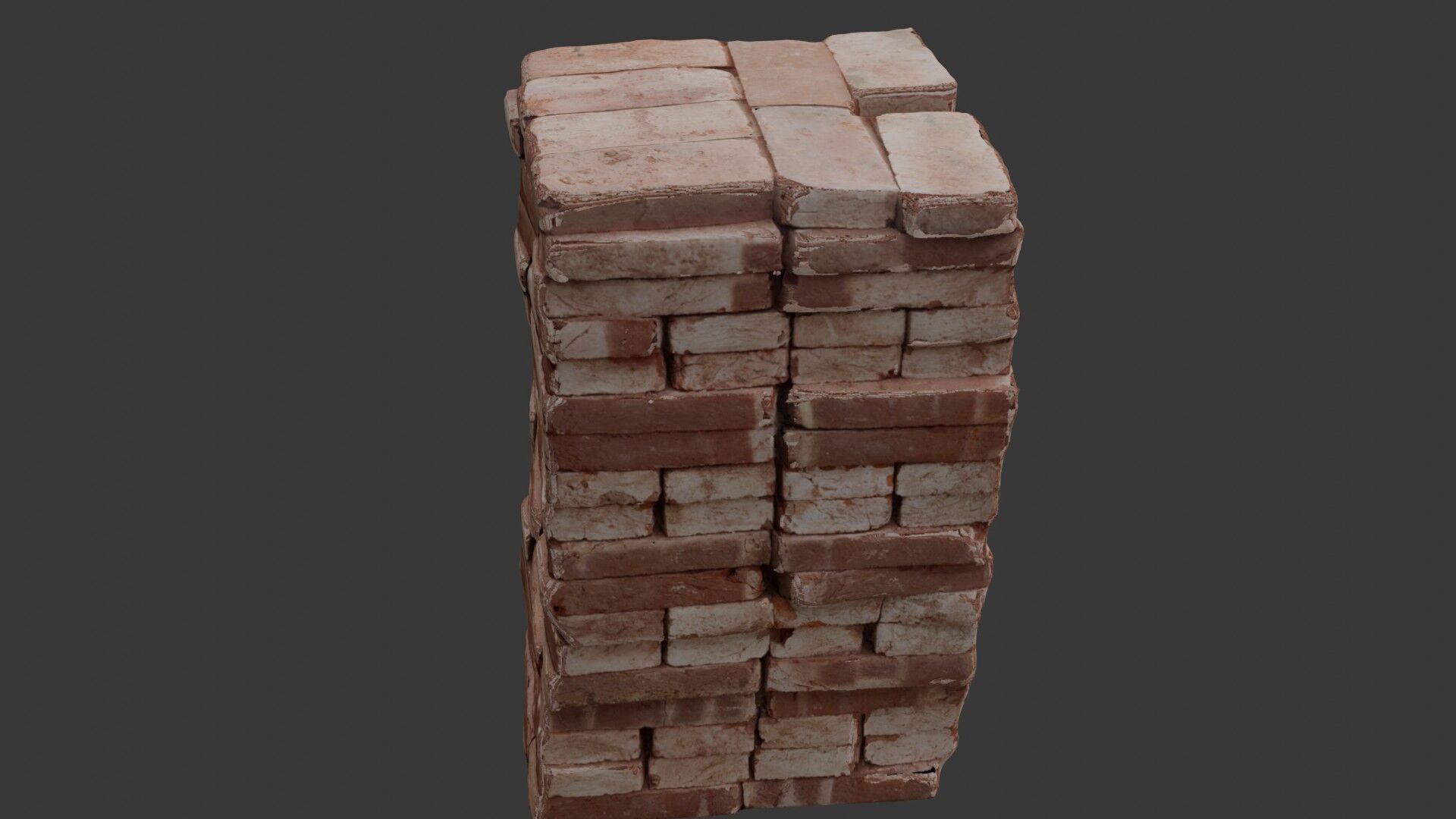Stacked Weathered Bricks Low-poly 3D model_5