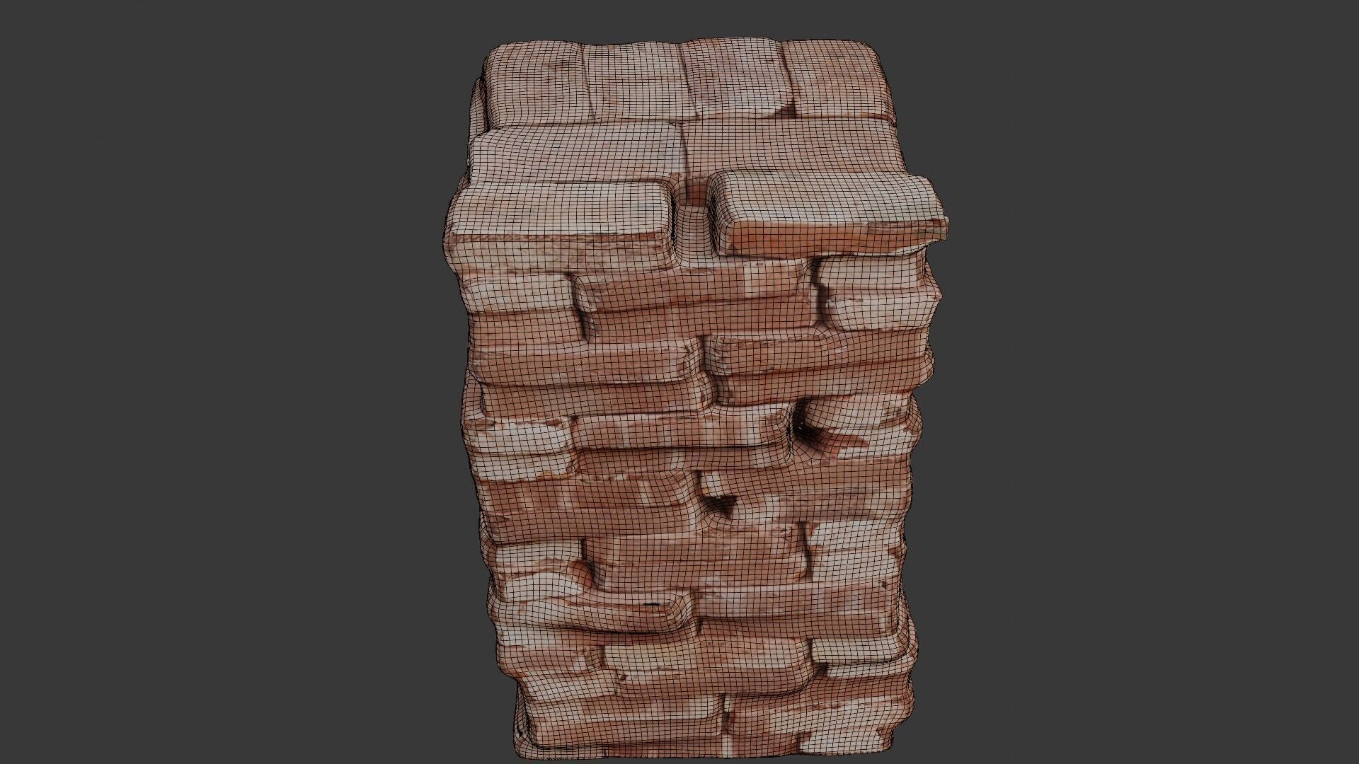 Stacked Weathered Bricks Low-poly 3D model_2