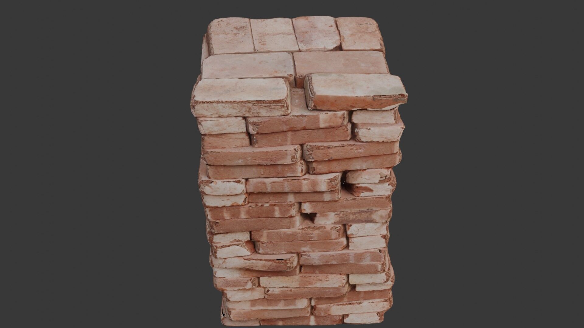 Stacked Weathered Bricks Low-poly 3D model_1