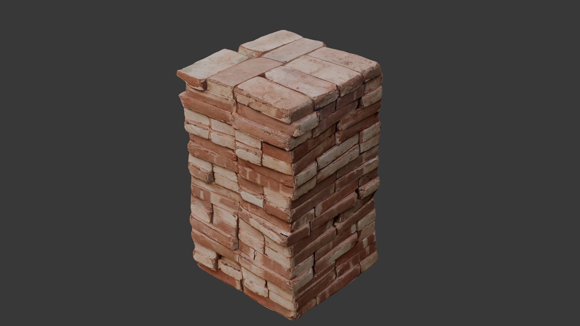 Stacked Weathered Bricks Low-poly 3D model_7