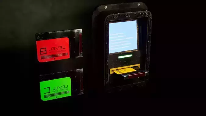 Low Poly Access Terminal and Keycards