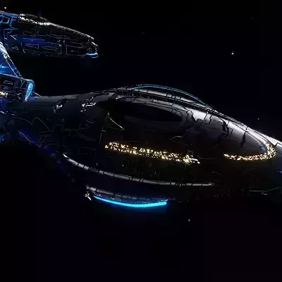 Star Trek Space Craft With Space Station Animation 3D model