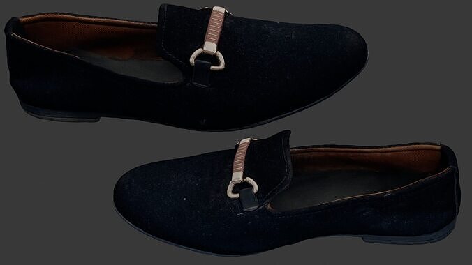 Realistic Black Suede Loafers 3D Model  Low-poly 3D model