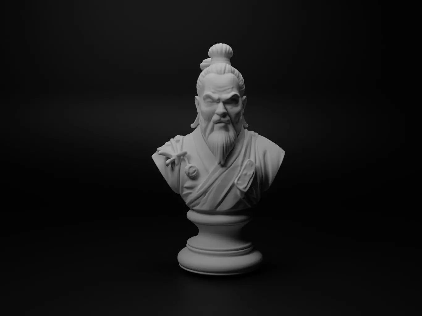 Chinese Kung Fu Master Bust Chess 3D print model_0