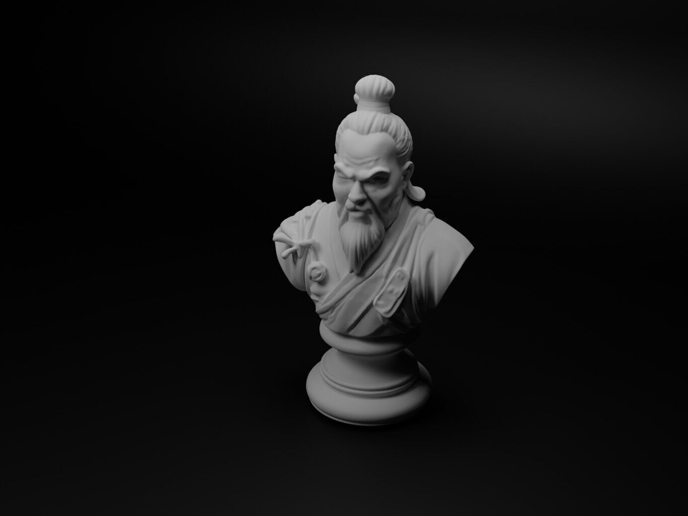 Chinese Kung Fu Master Bust Chess 3D print model_1