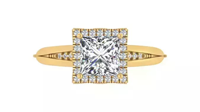 Princess Halo Diamond Engagement Ring