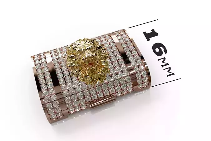 LION Diamond Lock Box for BRACELET - NECKLACE 16mm 3D print model