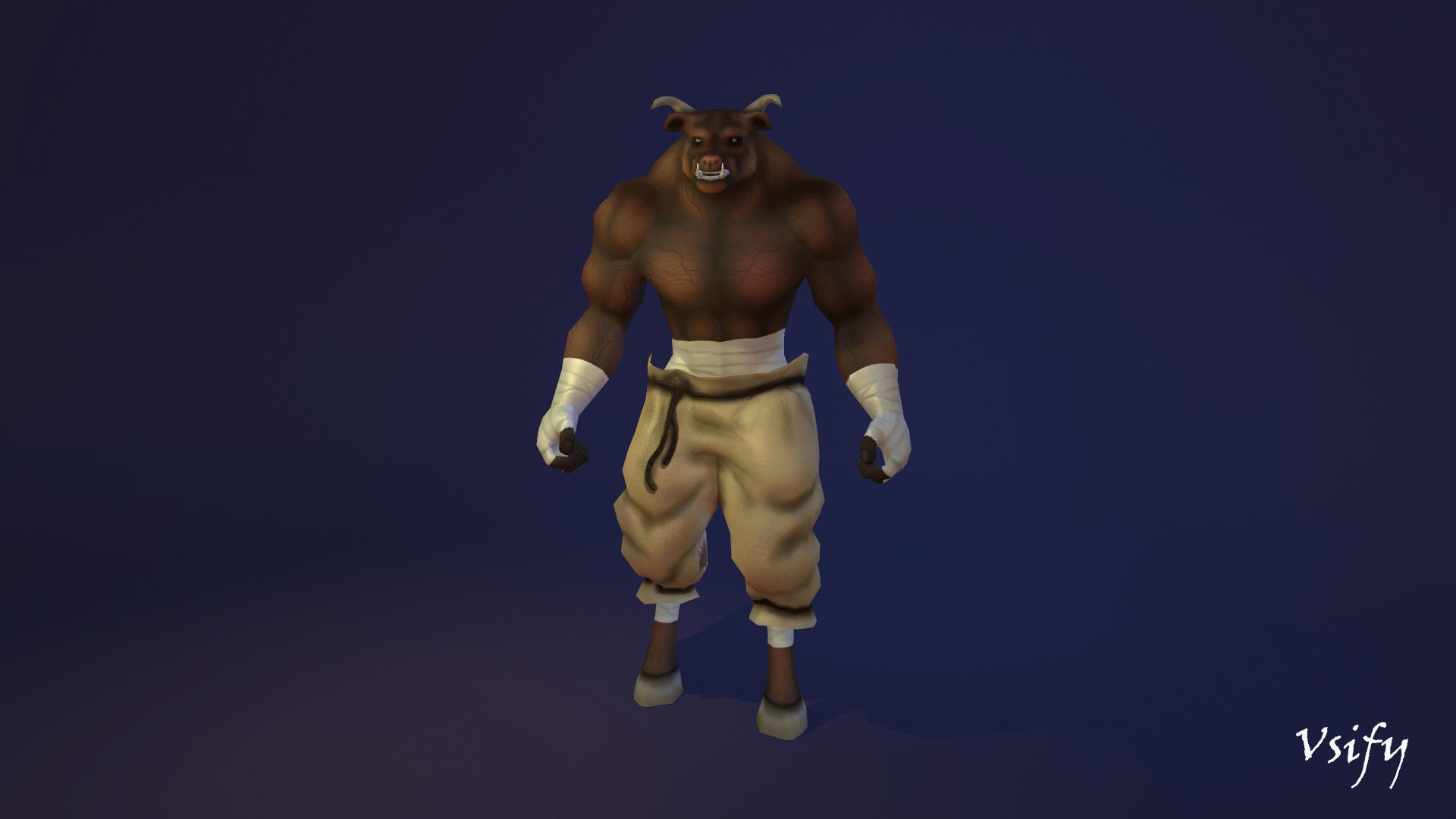 Animated Minotaur Free low-poly 3D model_4