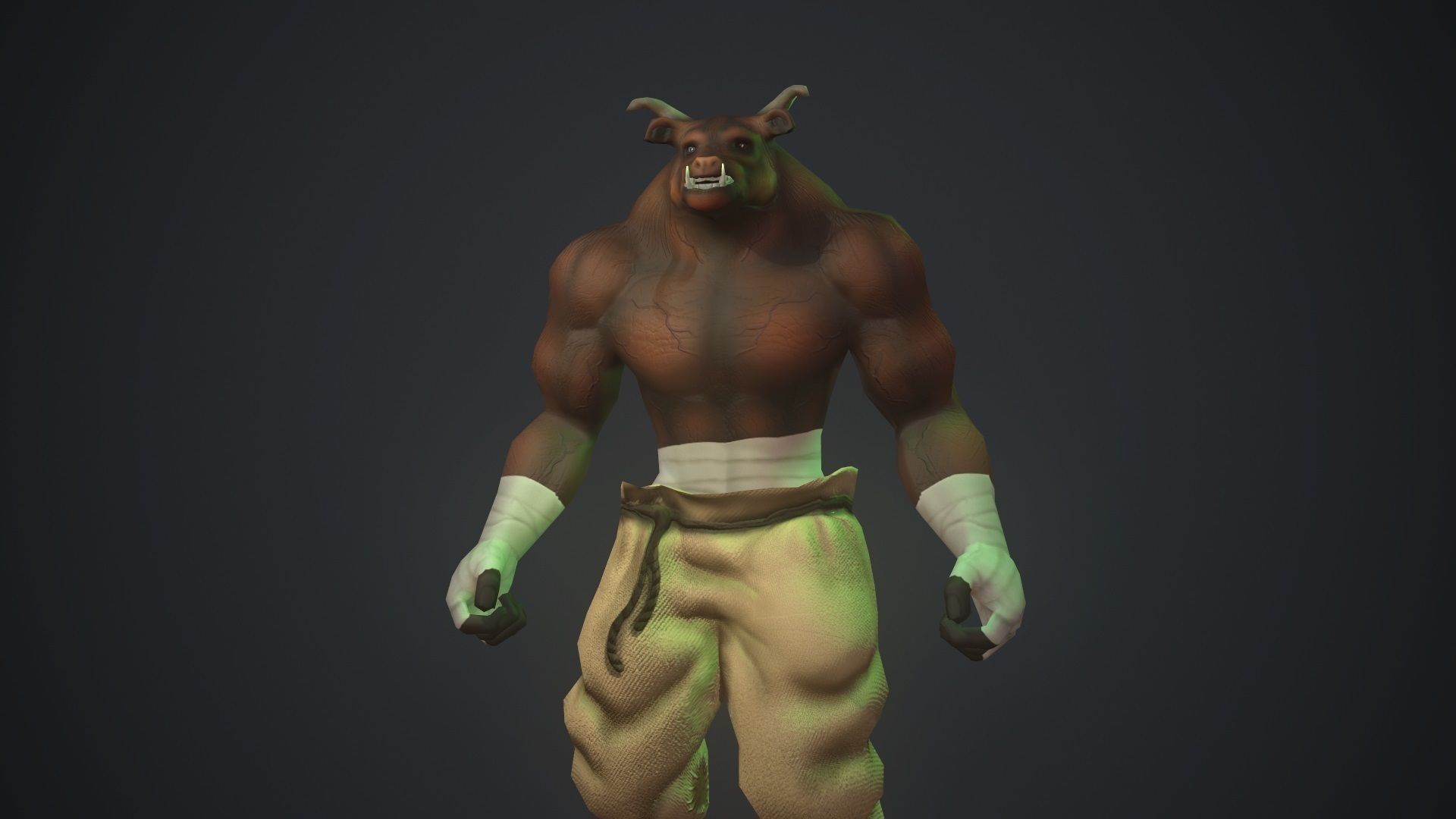 Animated Minotaur Free low-poly 3D model_6