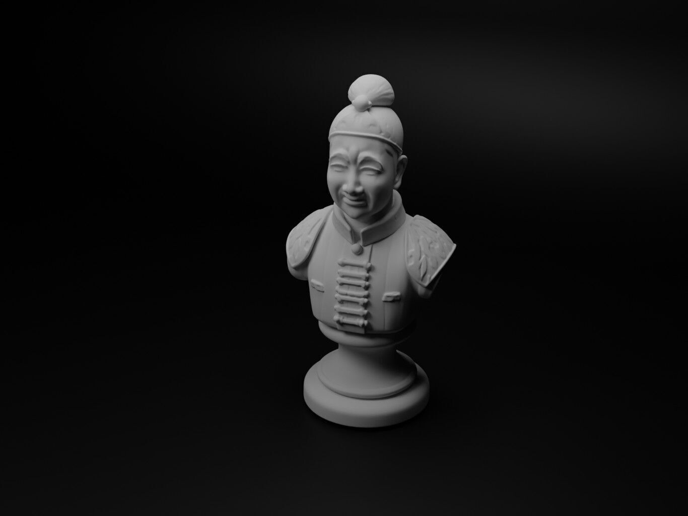 Chinese Terracotta Soldier Bust Chess 3D print model_1