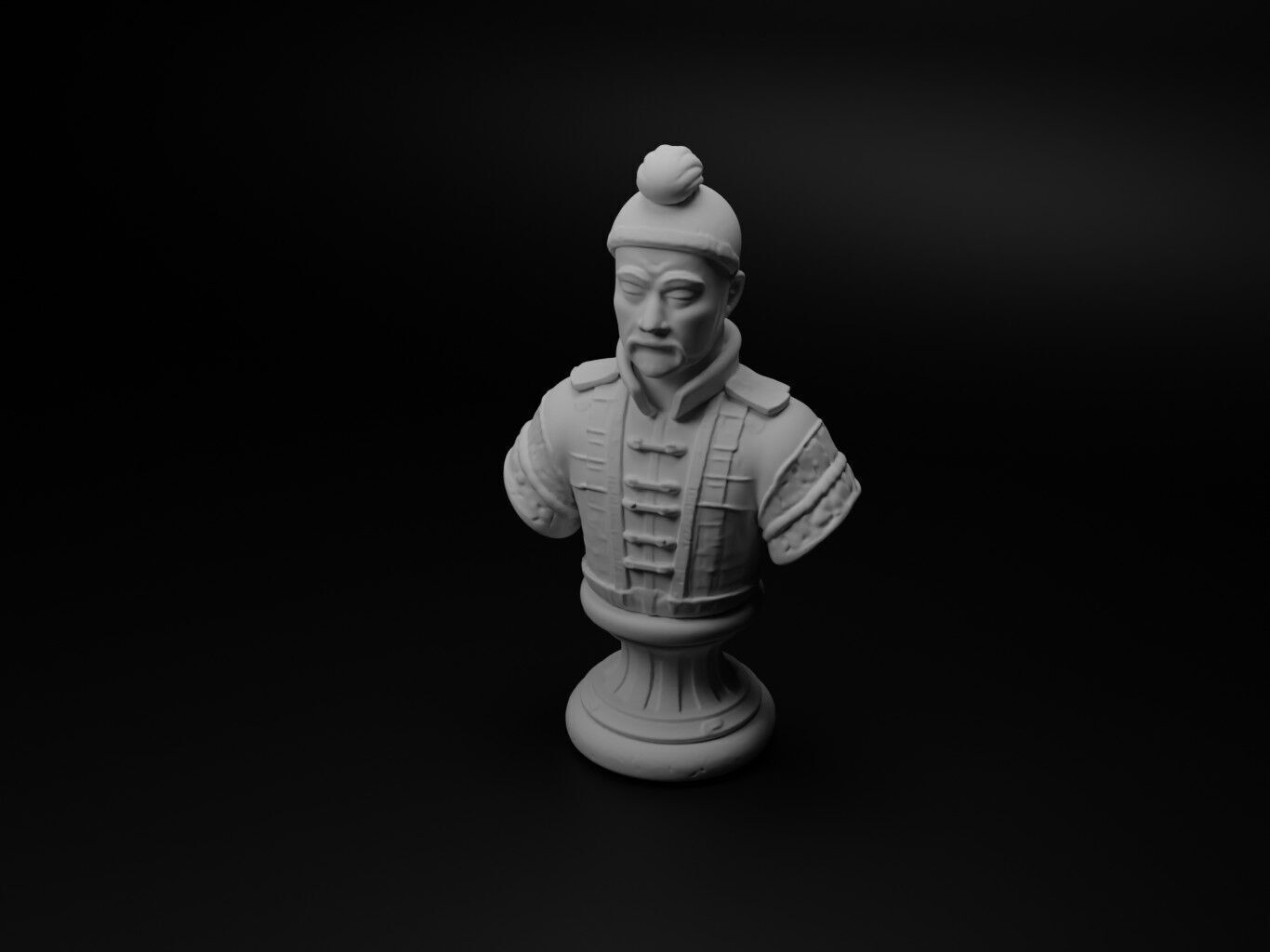 Chinese Terracotta Soldier Bust Chess 3D print model_1