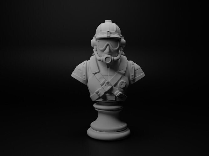 Combat Diver Bust Chess 3D print model