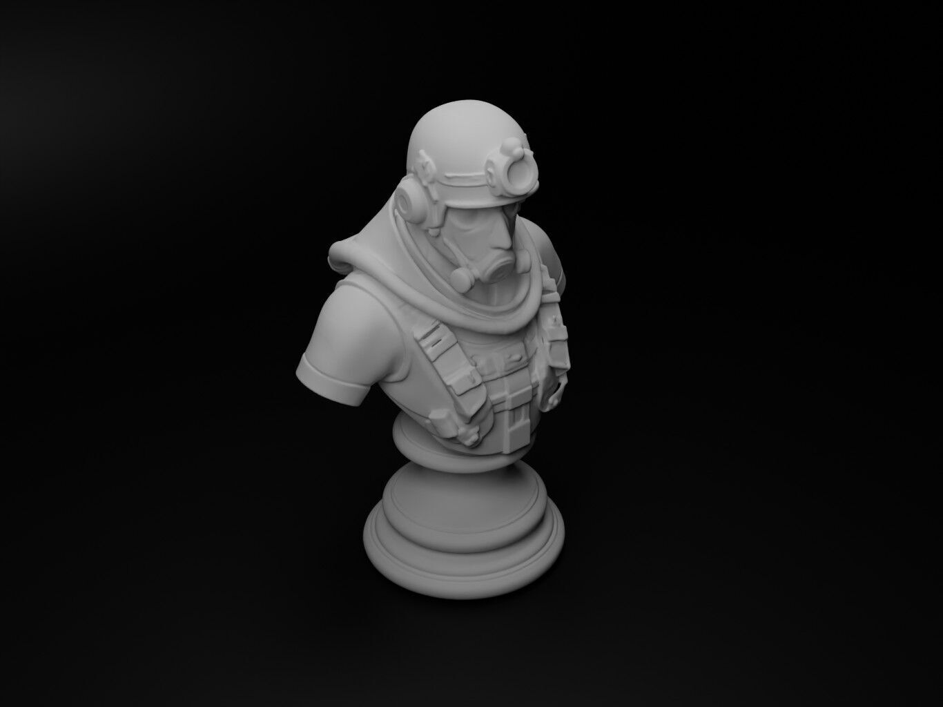 Combat Diver Bust Chess 3D print model_2