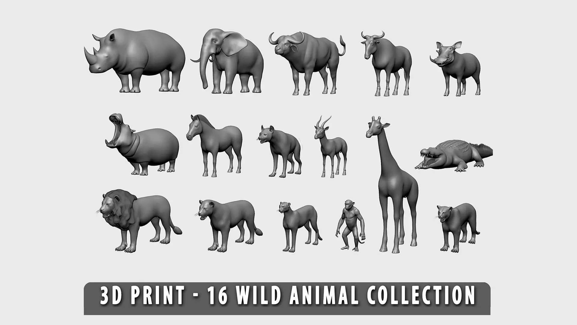 3dPrint I 16 Wild Animal Collection 3D print model_0