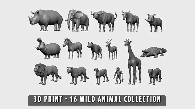 3dPrint I 16 Wild Animal Collection 3D print model