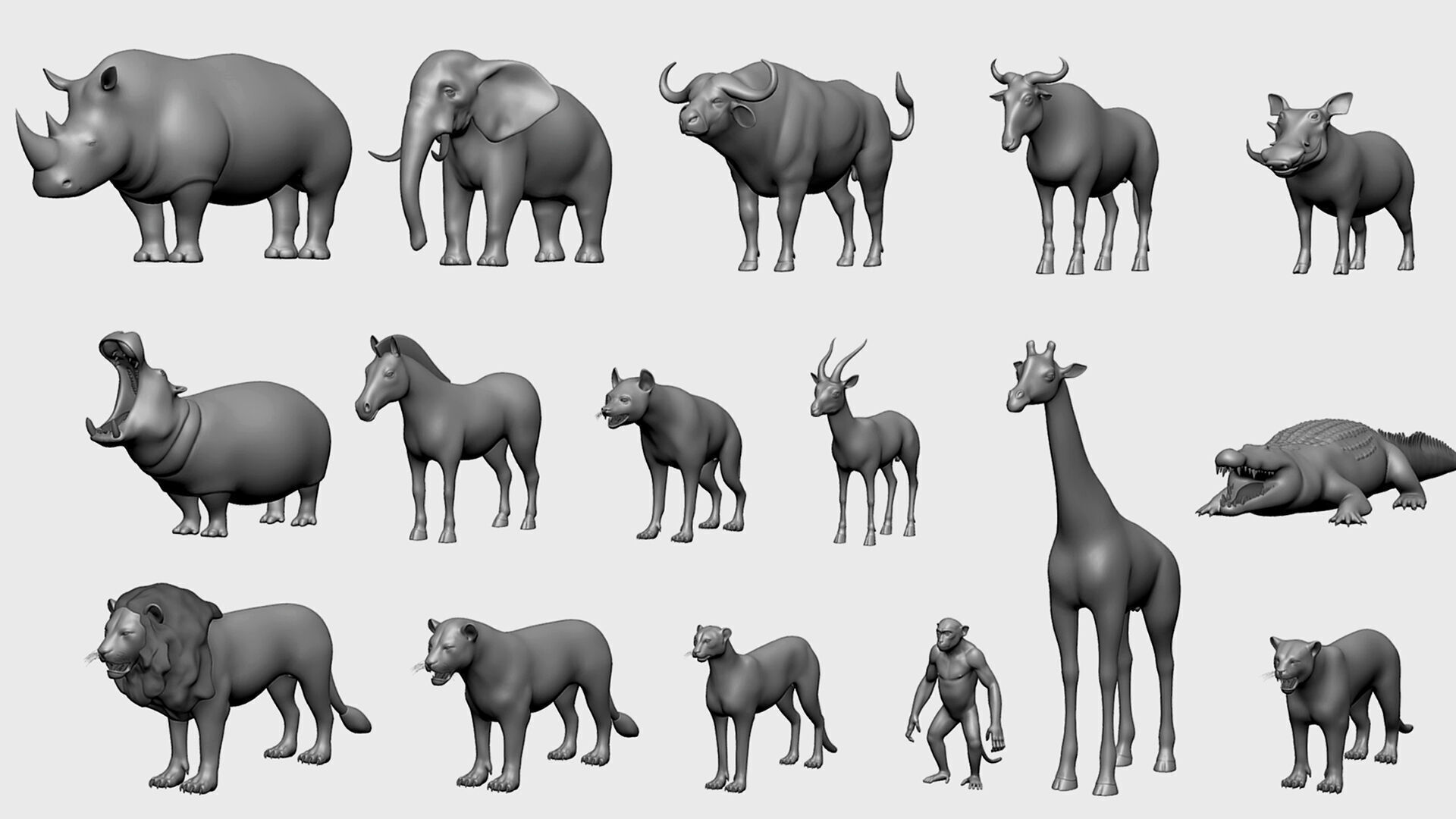 3dPrint I 16 Wild Animal Collection 3D print model_1
