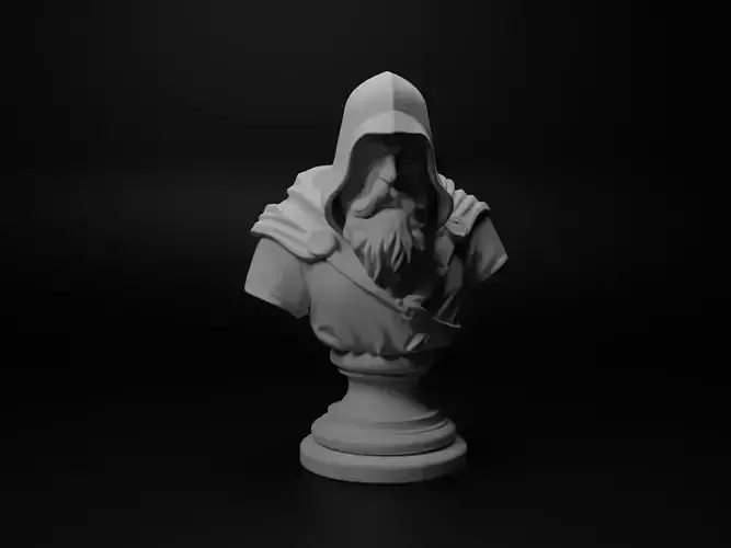 Fantasy Mage Warrior Bust Chess