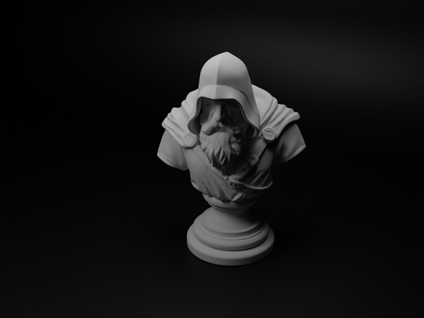 Fantasy Mage Warrior Bust Chess 3D print model_1