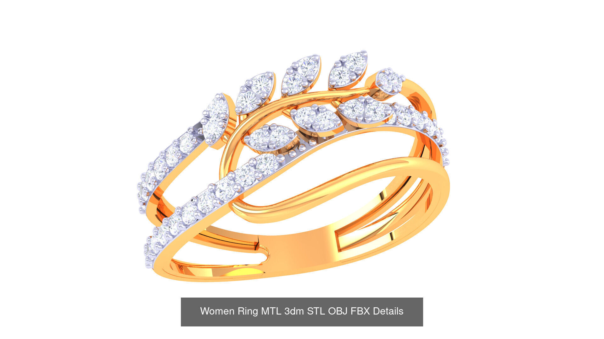 60 Leaf and Flower Ring MTL 3dm STL OBJ FBX Details Collection _63