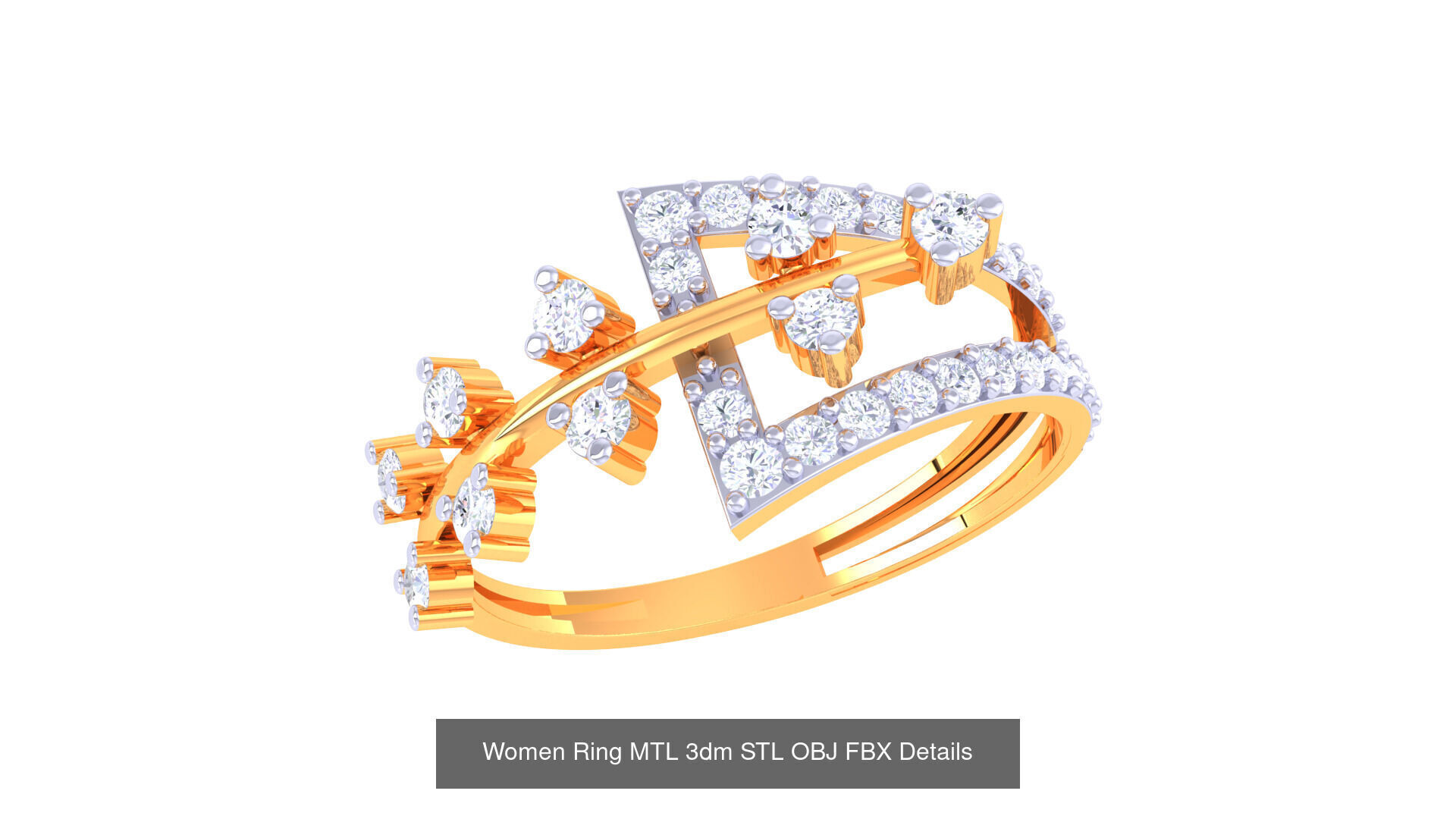 60 Leaf and Flower Ring MTL 3dm STL OBJ FBX Details Collection _53