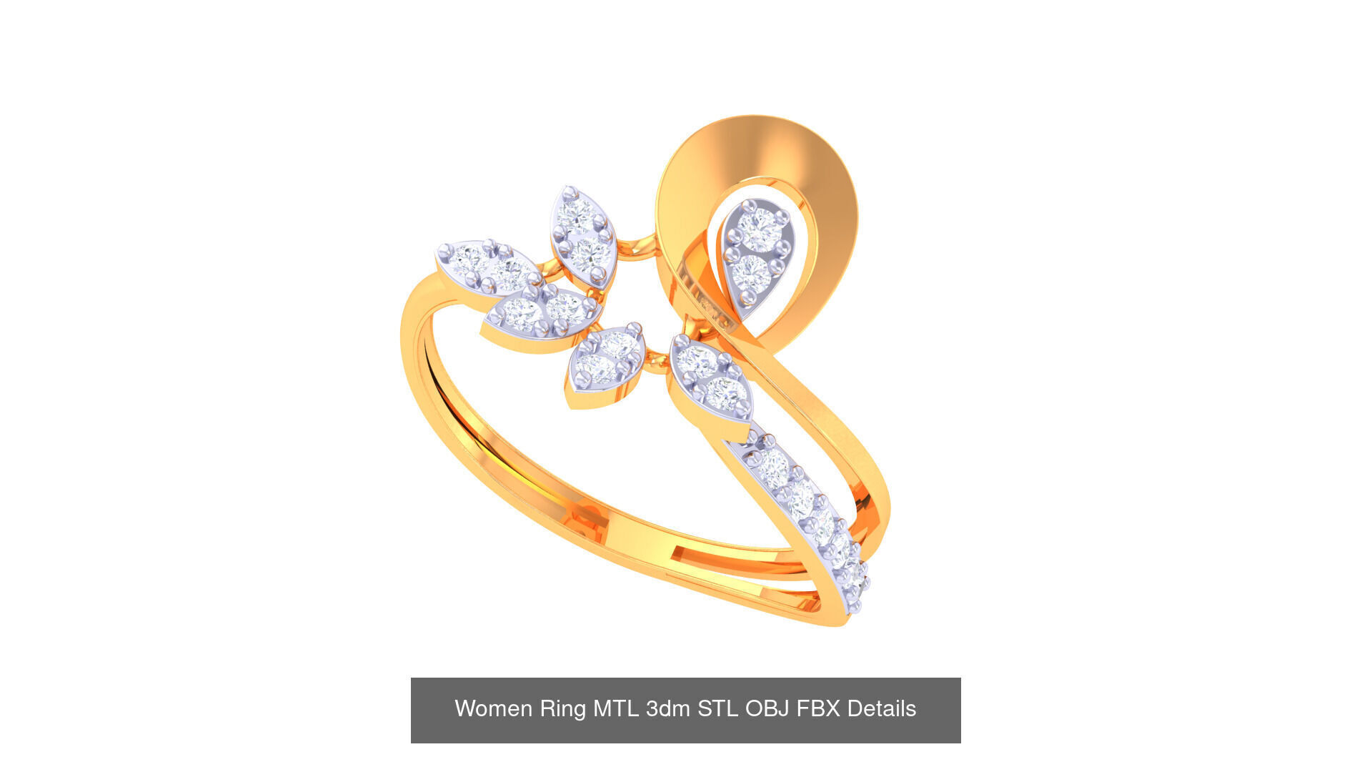 60 Leaf and Flower Ring MTL 3dm STL OBJ FBX Details Collection _8