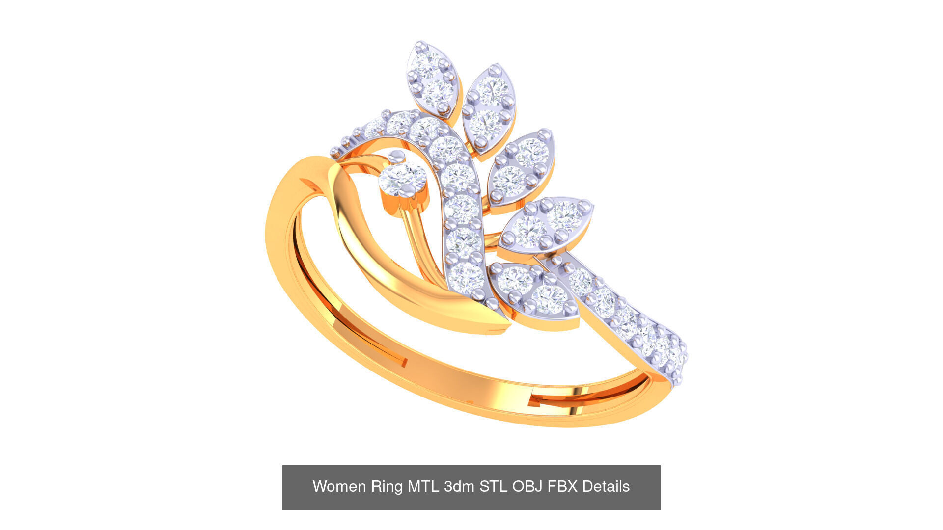 60 Leaf and Flower Ring MTL 3dm STL OBJ FBX Details Collection _24