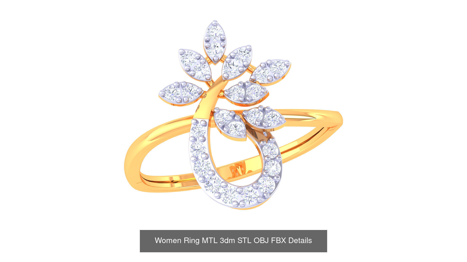 60 Leaf and Flower Ring MTL 3dm STL OBJ FBX Details Collection _20
