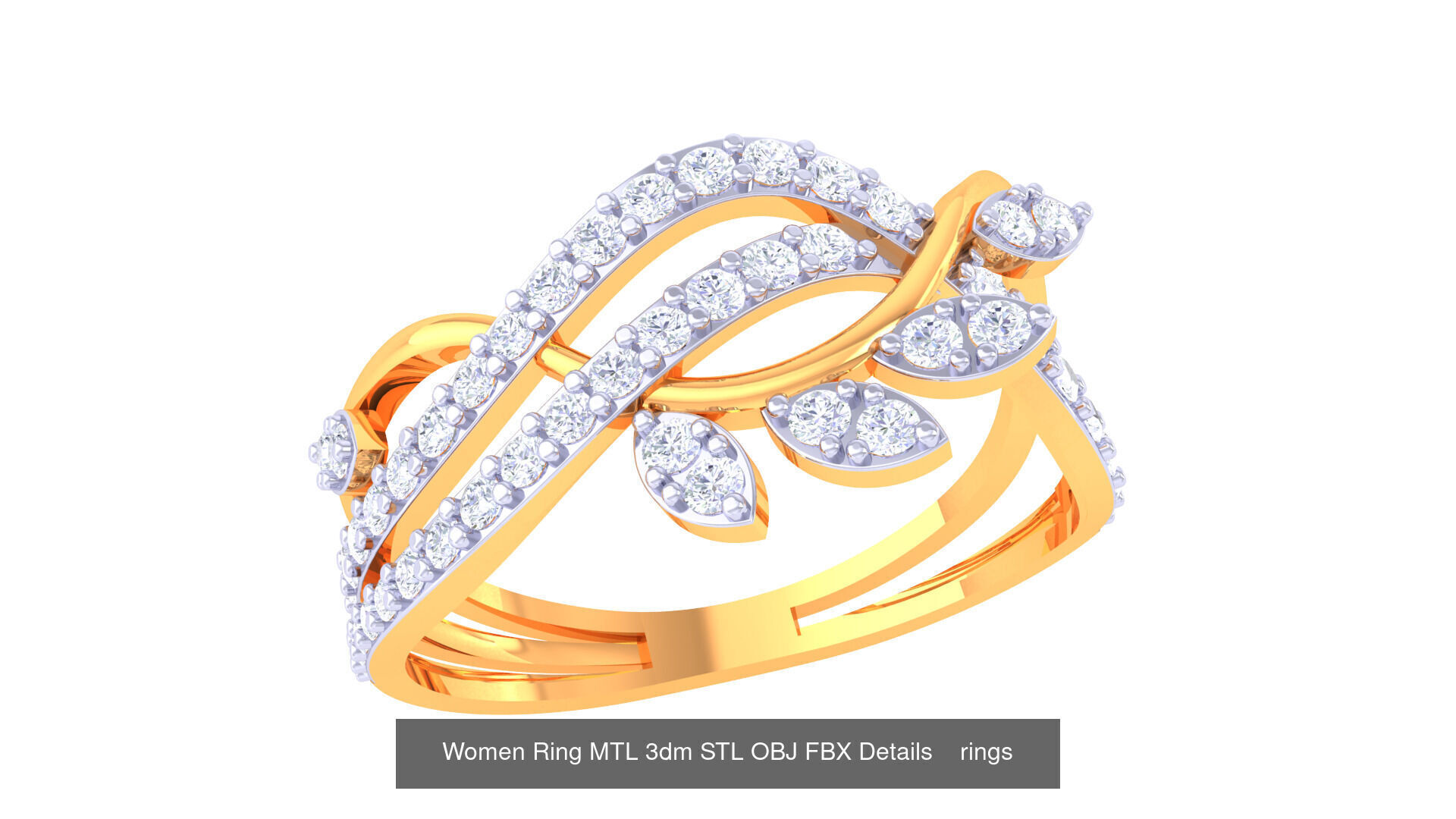 60 Leaf and Flower Ring MTL 3dm STL OBJ FBX Details Collection _62