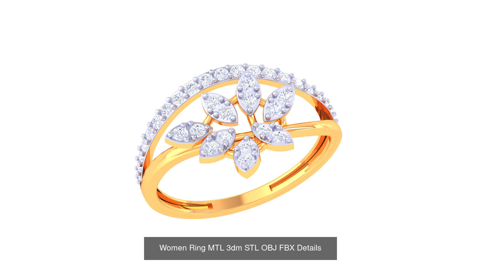 60 Leaf and Flower Ring MTL 3dm STL OBJ FBX Details Collection _22