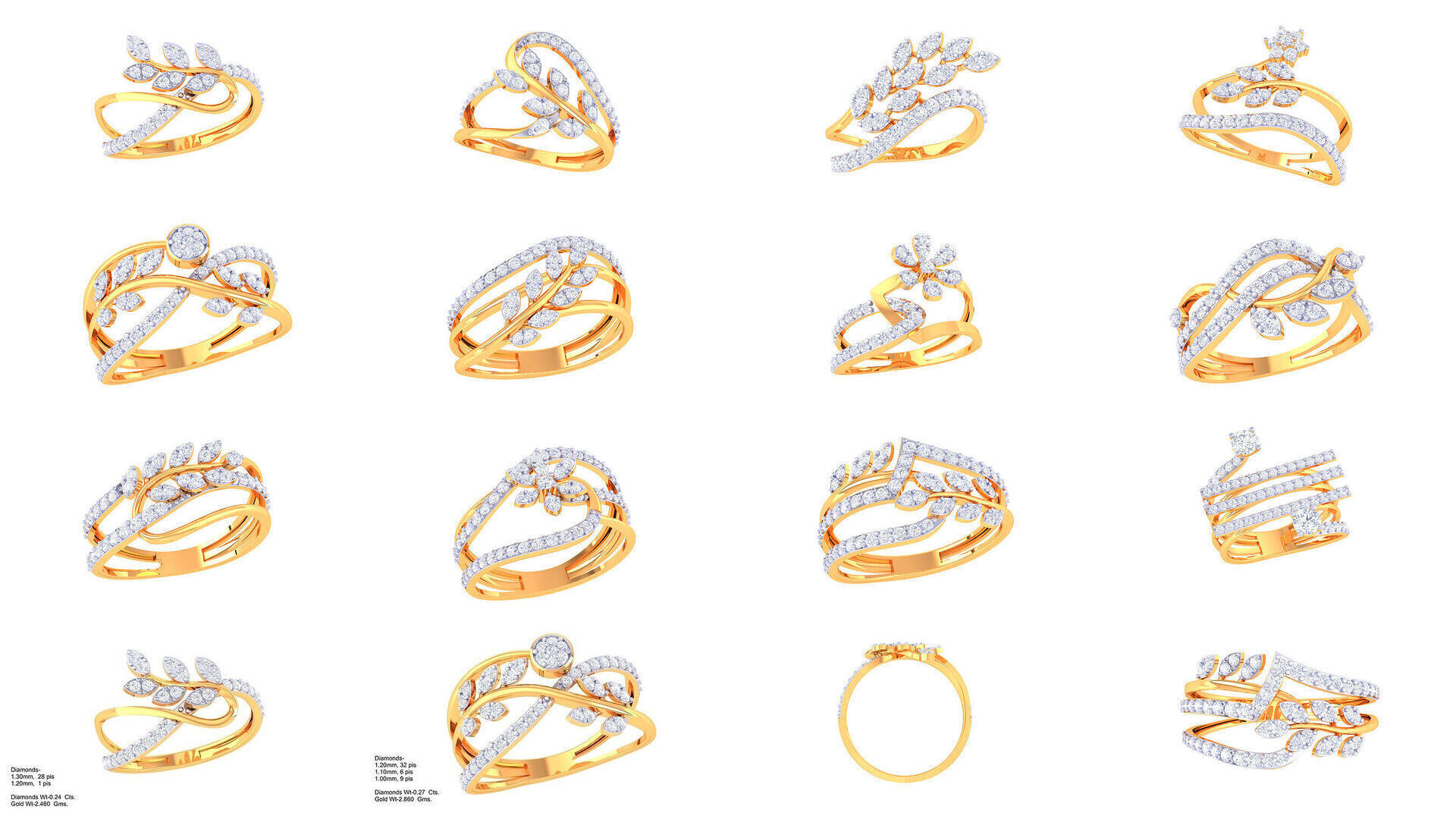 60 Leaf and Flower Ring MTL 3dm STL OBJ FBX Details Collection _5