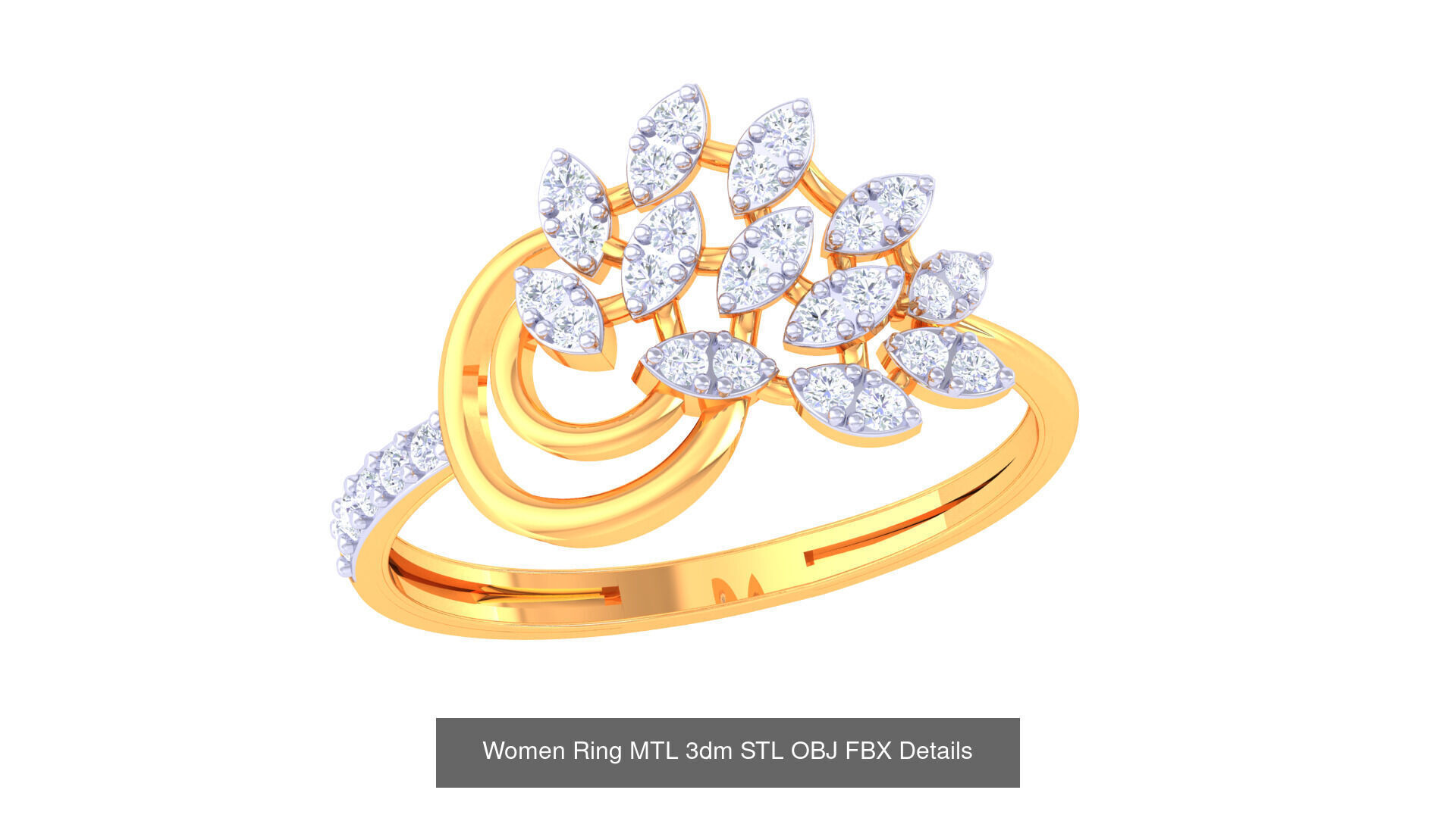 60 Leaf and Flower Ring MTL 3dm STL OBJ FBX Details Collection _34